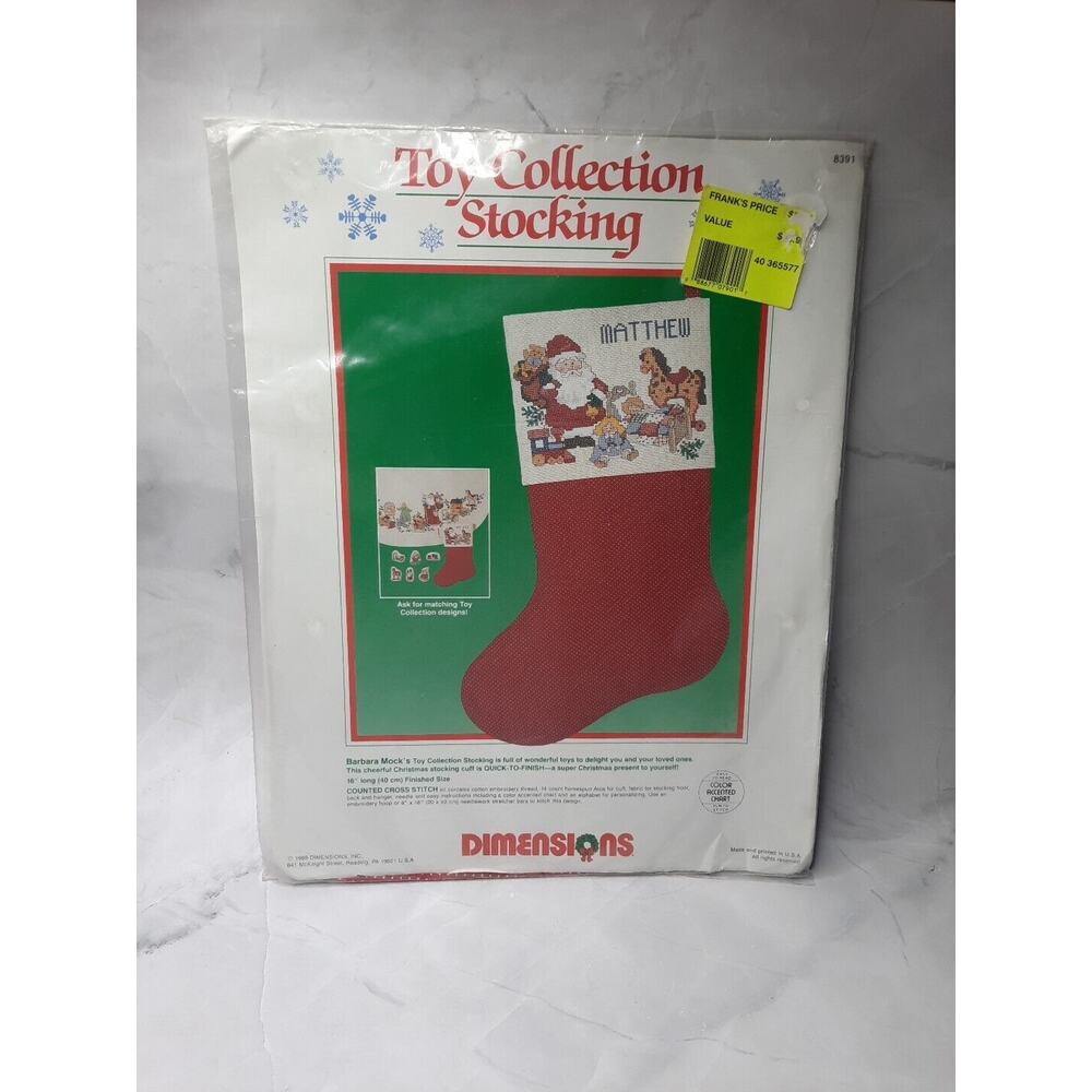 Vintage Dimensions Toy Collection Stocking Counted Cross Stitch Kit 8391 16inch